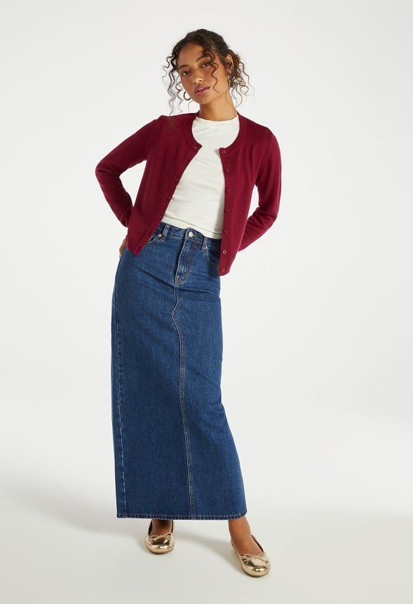 Fine Knit Cardigan Cabernet Red