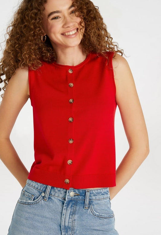 Fine Knit Vest Salsa Red