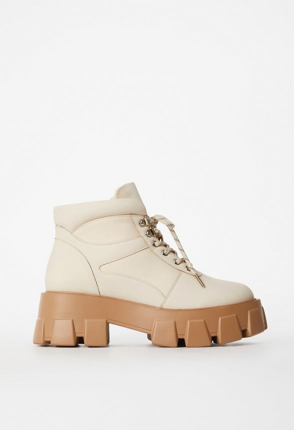 Sylvie Lug Sole Ankle Boot Birch White