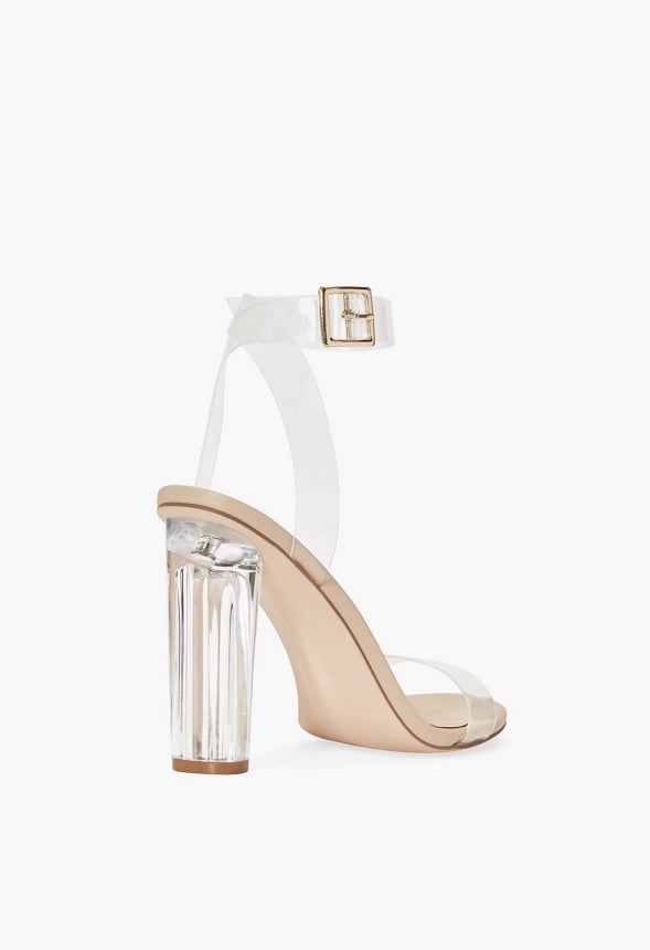 Hanna Transparent Heeled Sandal Beige