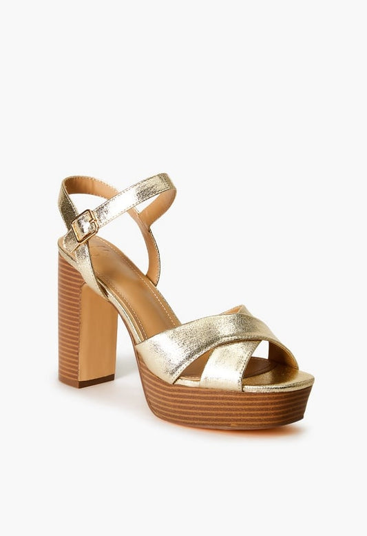 Tina Crossover Platform Sandal Gold