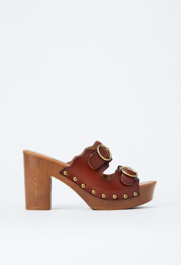 Kacie Studded Platform Sandal Leather Brown