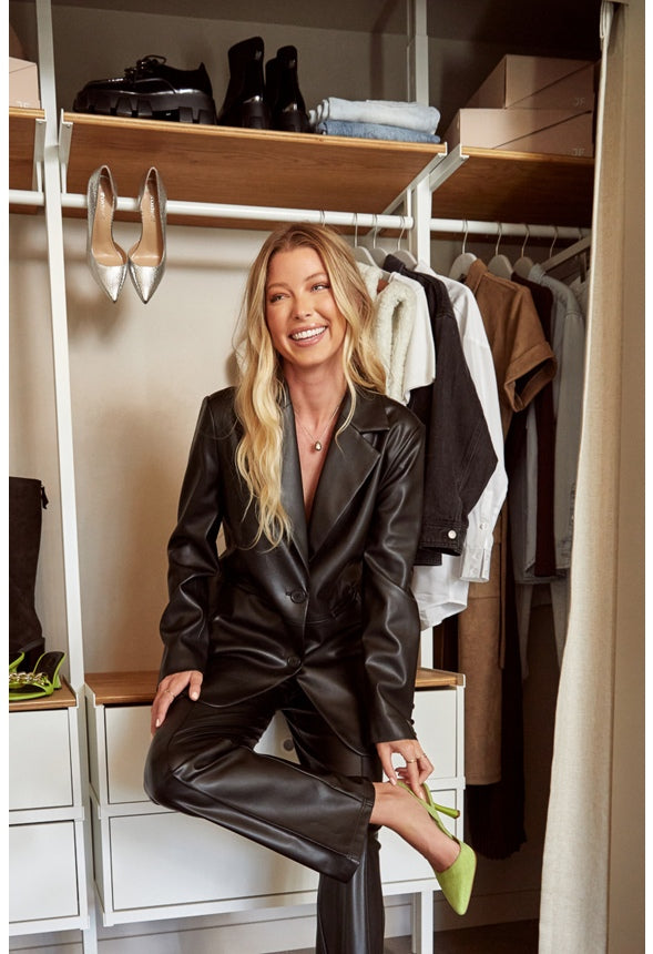 Oversized Faux Leather Blazer Black Caviar