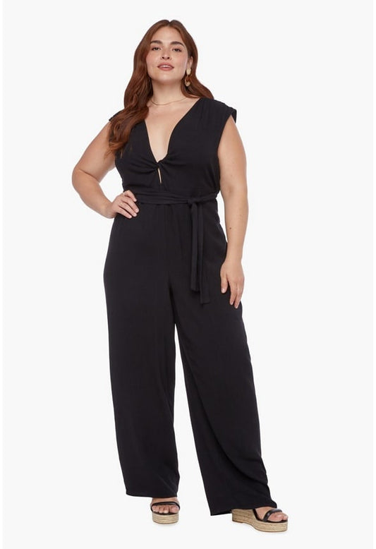 Twist Front Jumpsuit Black Caviar