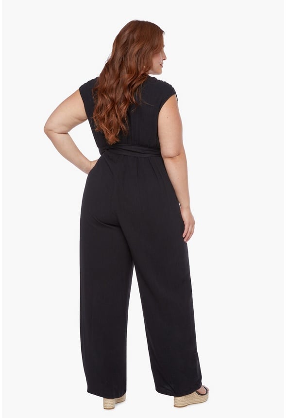 Twist Front Jumpsuit Black Caviar
