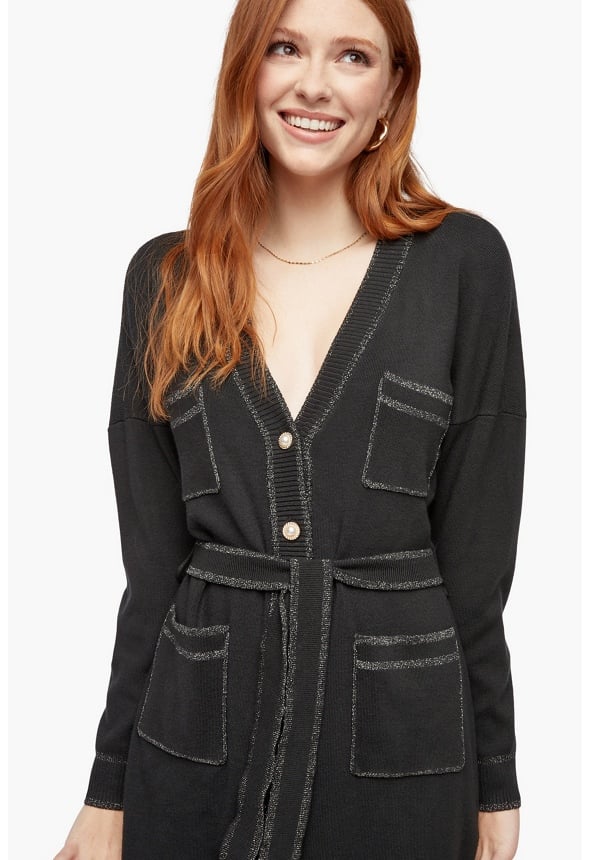 Cardigan Dress Black Caviar With Lurex