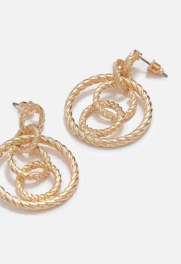 Eden Twisted Rings Drop Earrings Gold