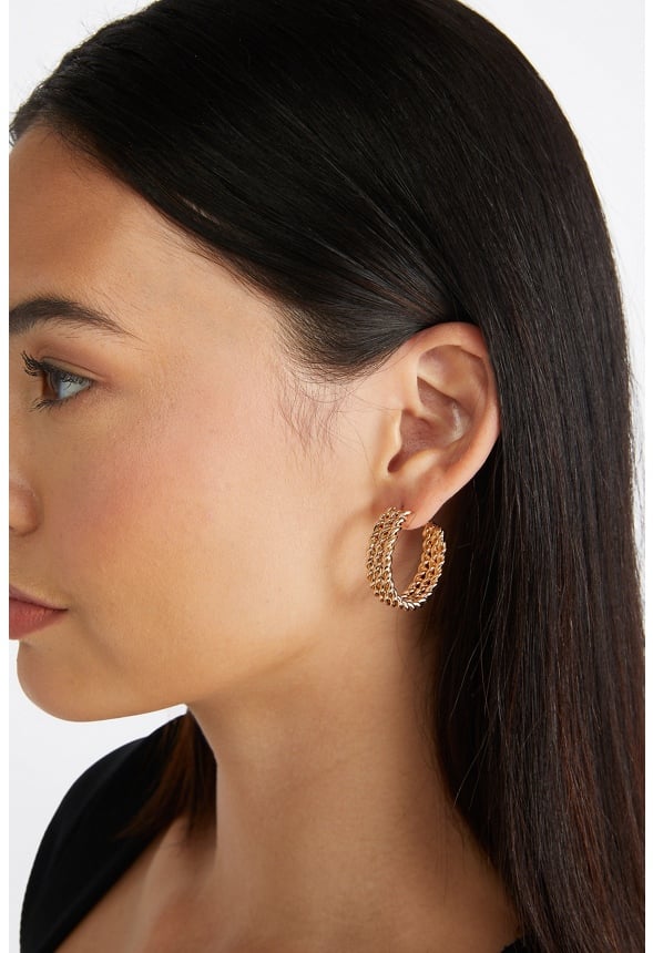 Amari Triple Twist Hoop Earrings Gold