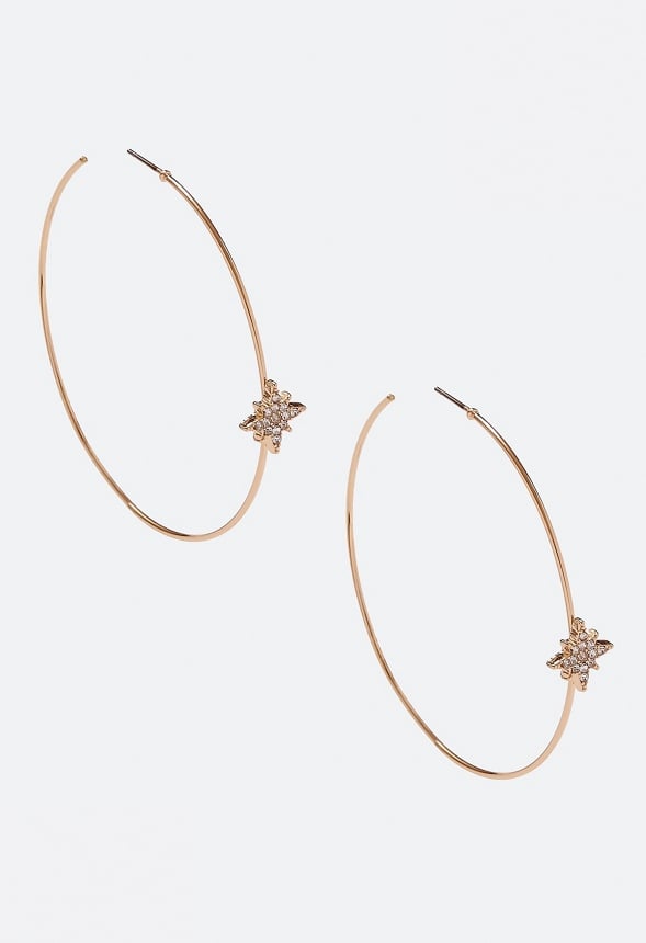 Diana Pave Celestial Motif Hoop Earrings Crystal/ Gold