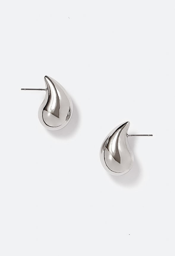 Mya Molten Teardrop Earrings Silver