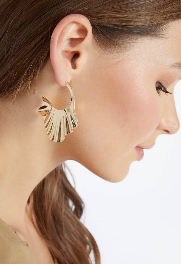 Ria Modern Boho Rippled Hoop Earrings Gold