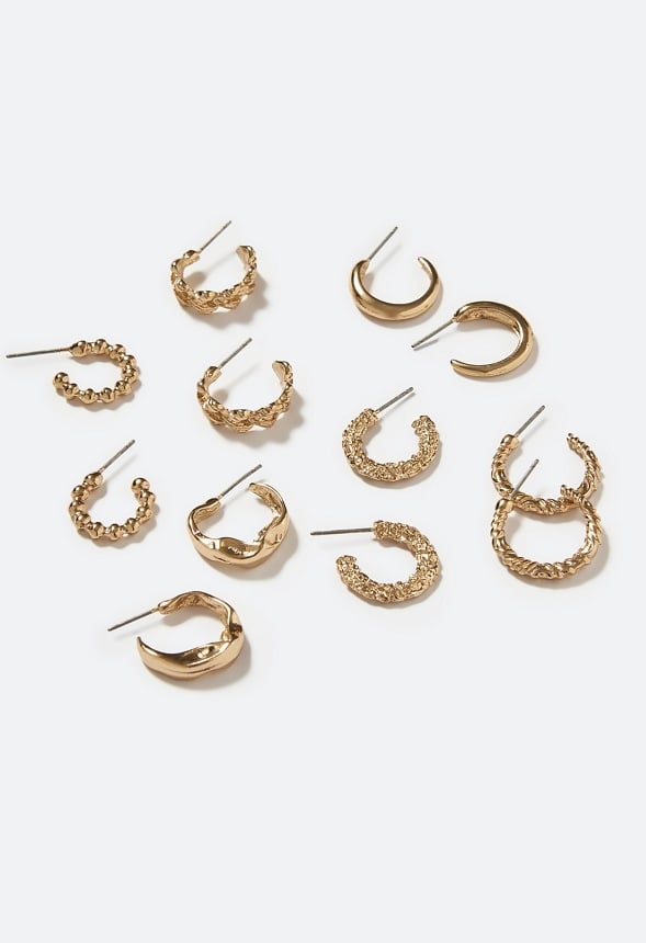 Miya 6 Pair Mixed Metal Hoop Earrings Gold