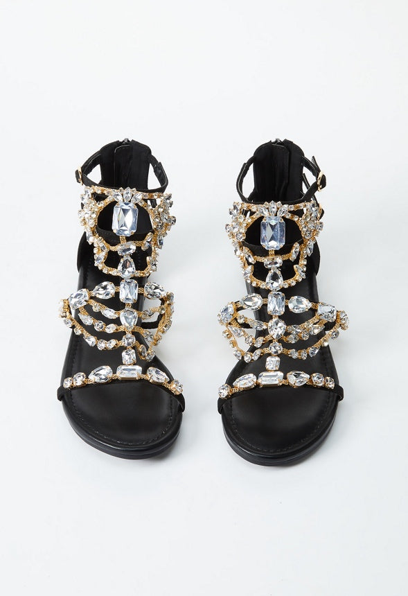 Remy Embellished Gladiator Sandal BLACK