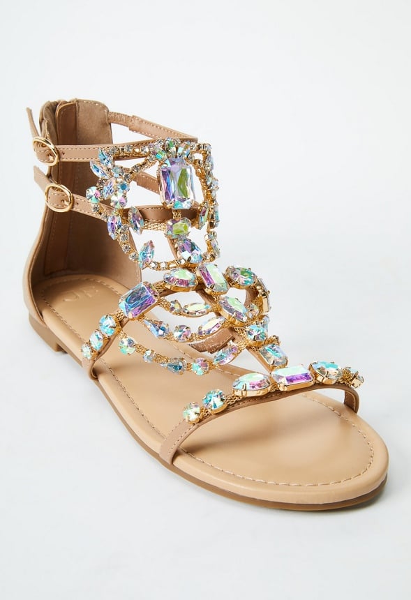 Remy Embellished Gladiator Sandal Beige