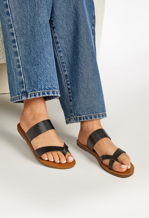 Cloey Faux Leather Slide Black