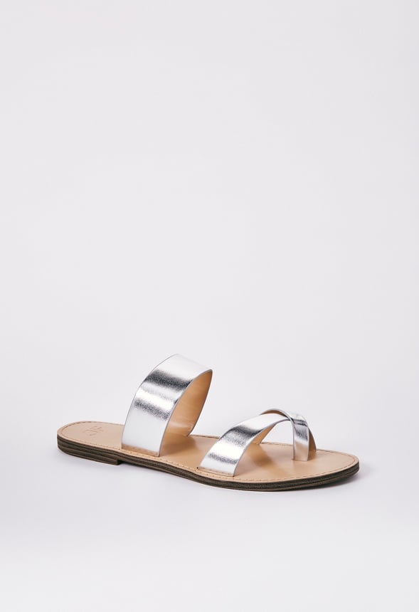 Cloey Faux Leather Slide Silver