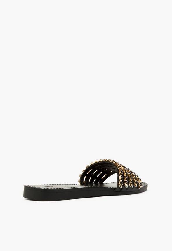Stella Embellished Slide Sandal Black Caviar
