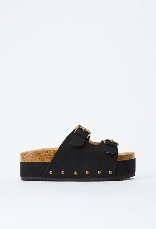 Abbie Platform Slide Sandal Black Caviar