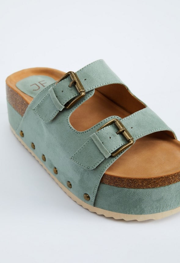 Abbie Platform Slide Sandal Seagrass Green