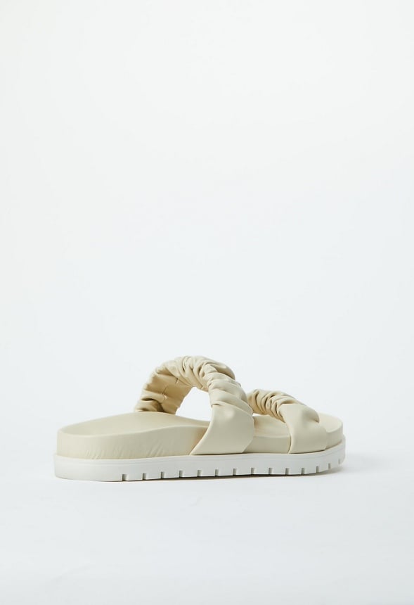 Eva Flat Slide Sandal Birch White