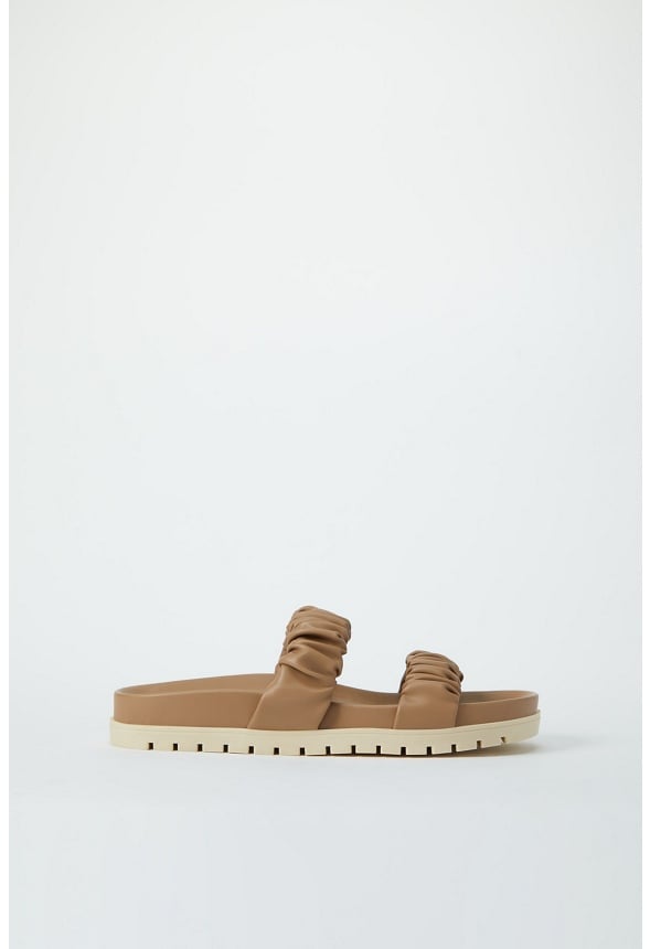 Eva Flat Slide Sandal Taupe