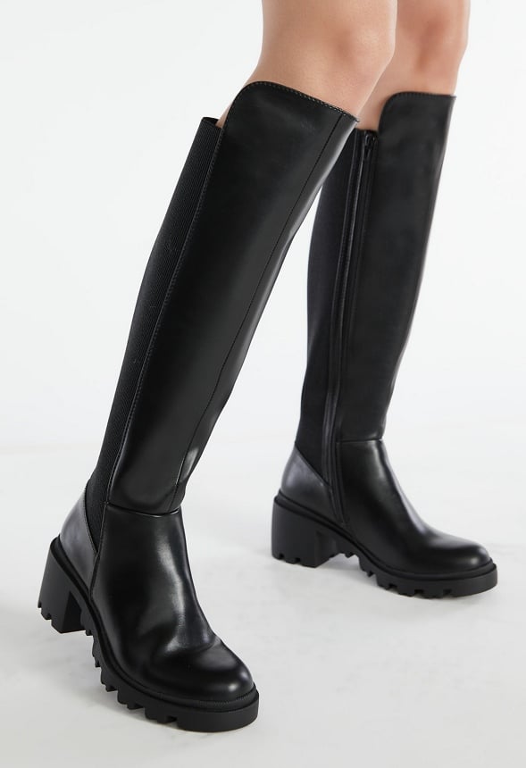 Ayden Chunky Block Heel Boot Black