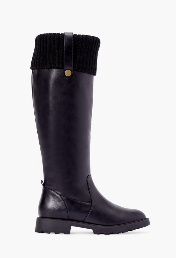 Demi Fold-Over Lug Sole Boot Black Caviar