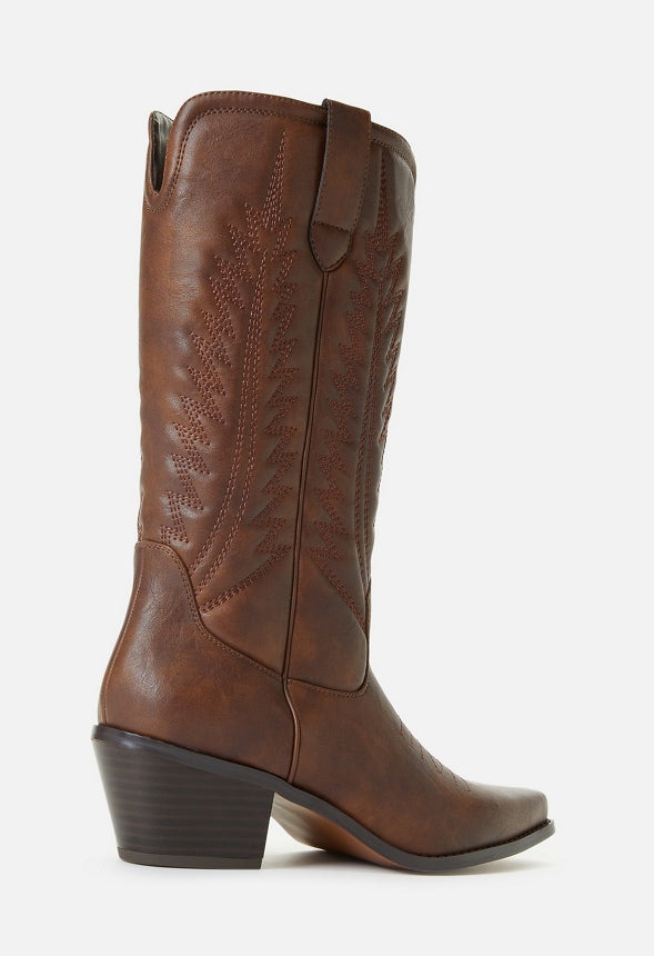 Zahra Western Boot Leather Brown