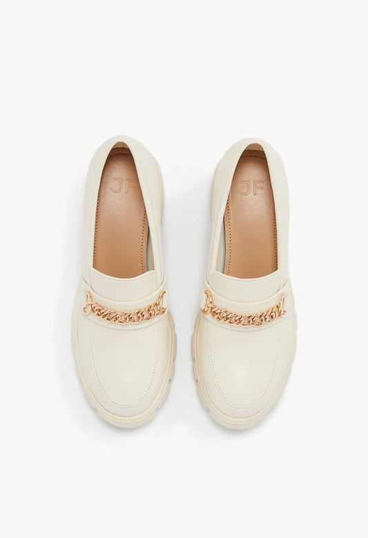 Leli Chain Detail Lug Sole Loafer Birch White