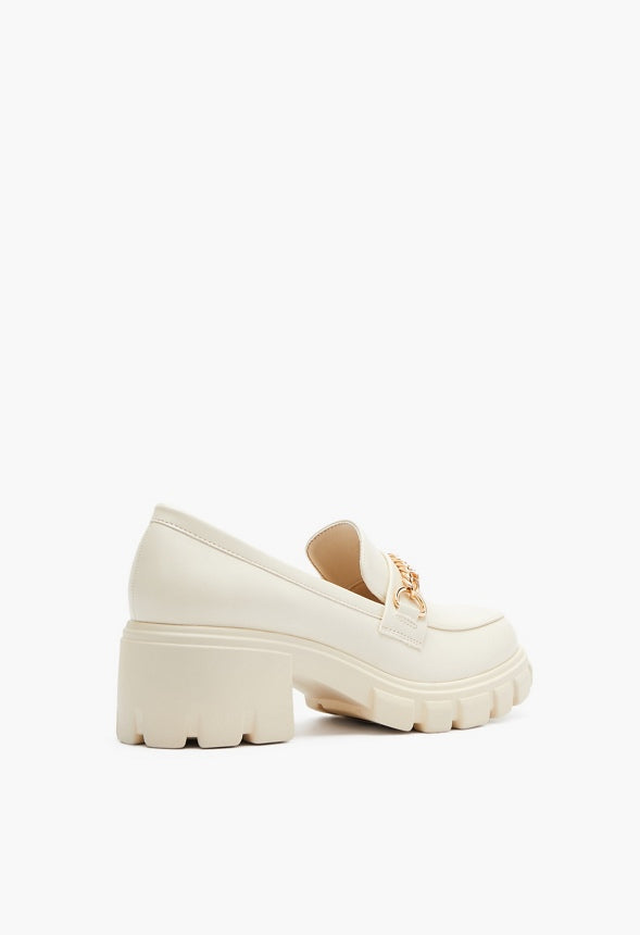 Leli Chain Detail Lug Sole Loafer Birch White