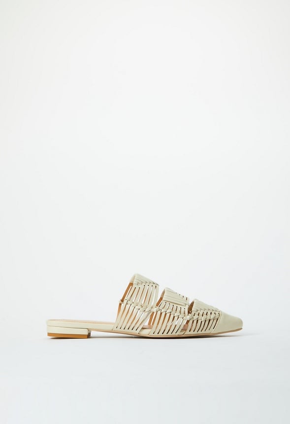 Milana Woven Flat Mule Birch White