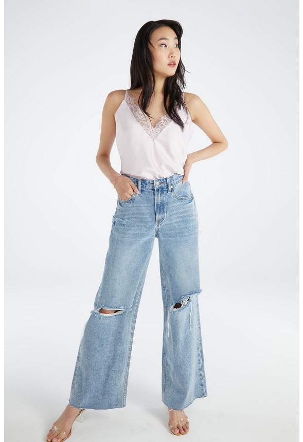 Reagan High Rise Wide Leg Button Jeans Olivia Medium Wash