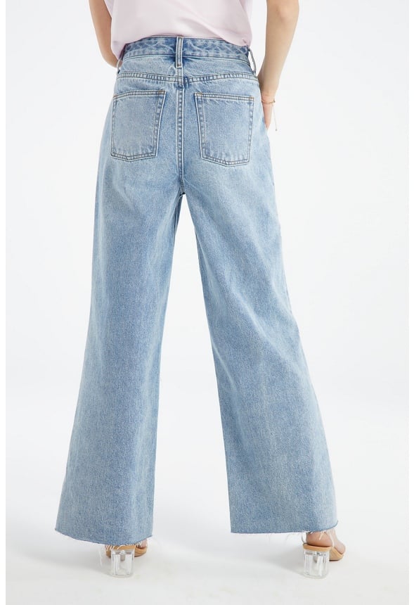 Reagan High Rise Wide Leg Button Jeans Olivia Medium Wash