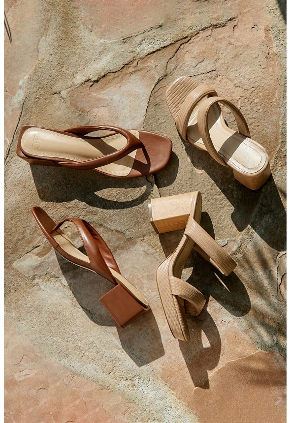 Aya Block Heeled Sandal Leather Brown