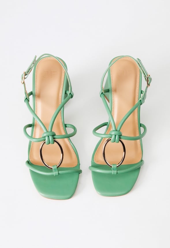 Aelia Gladiator Heeled Sandal Stone Green