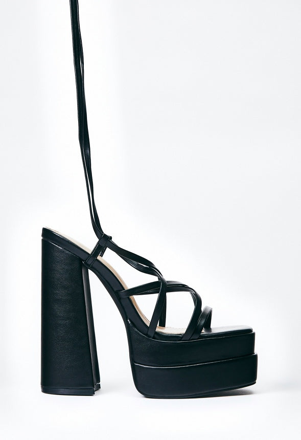 Sienna Block Heeled Platform Sandal Black
