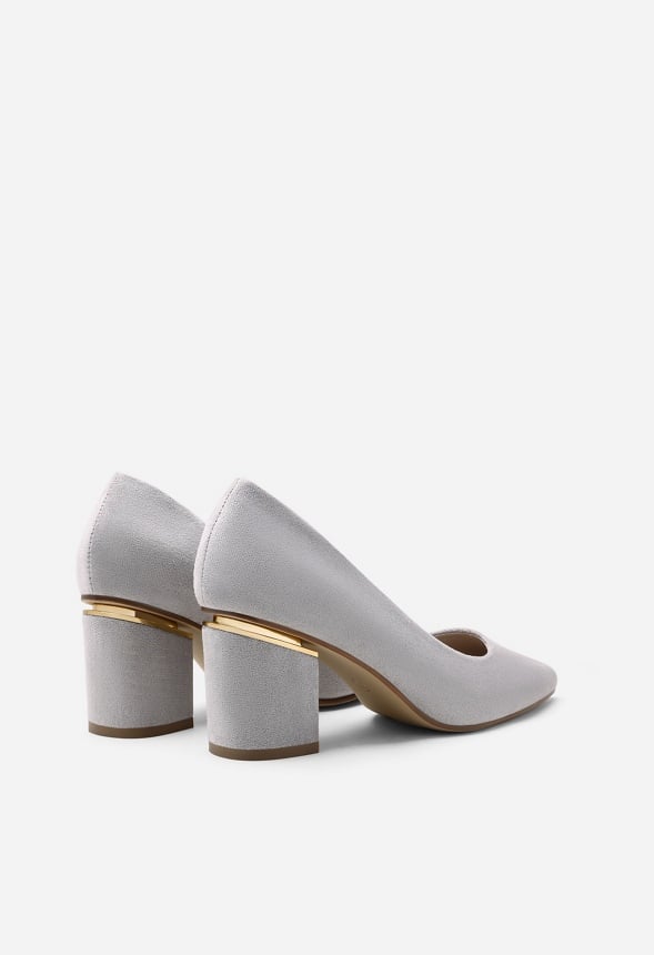 Chunky Heeled Pumps Grey
