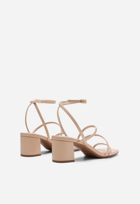 Low Heel Strap Open Toe Sandal Nude
