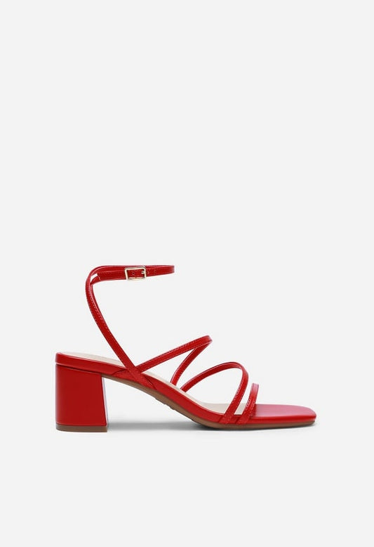 Low Heel Strap Open Toe Sandal Red
