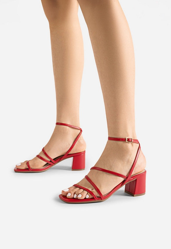Low Heel Strap Open Toe Sandal Red