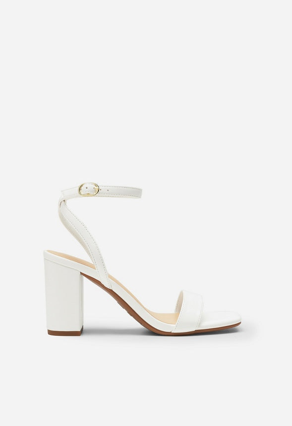 Open Toe Chunky Heeled Sandal White