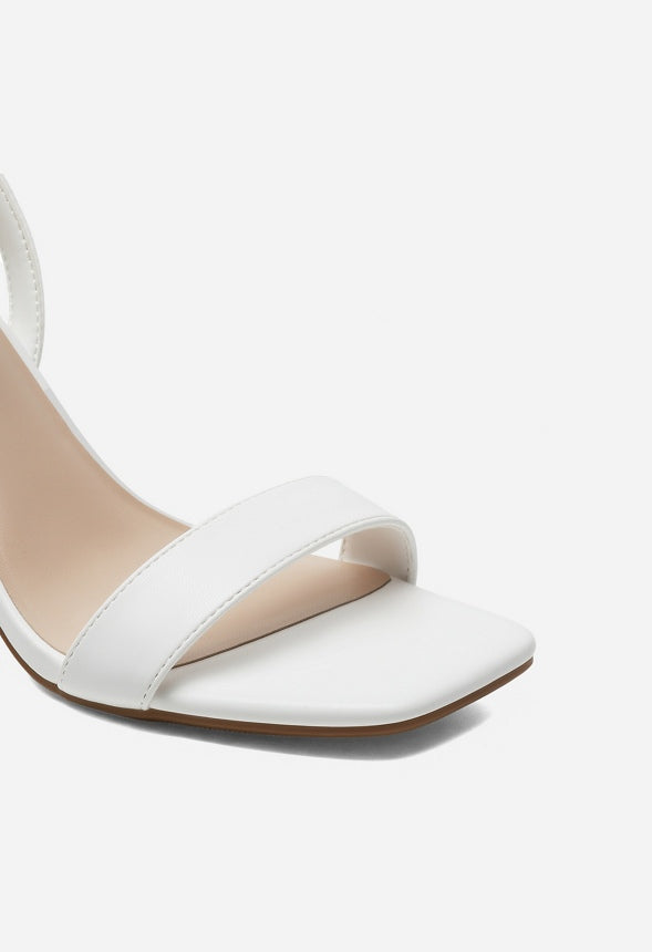 Open Toe Chunky Heeled Sandal White