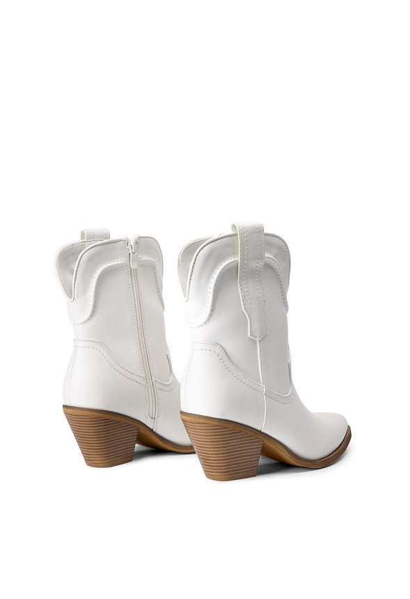 Western Ankle Boot White