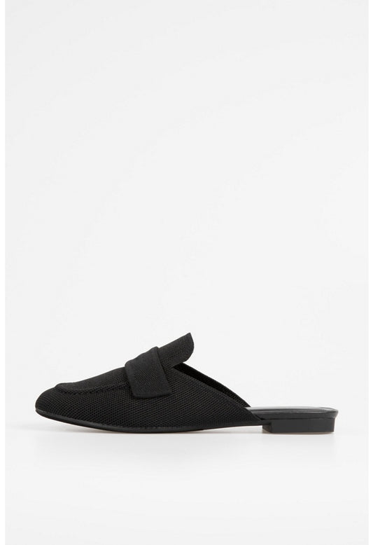 Rounded Toe Flat Mules Black