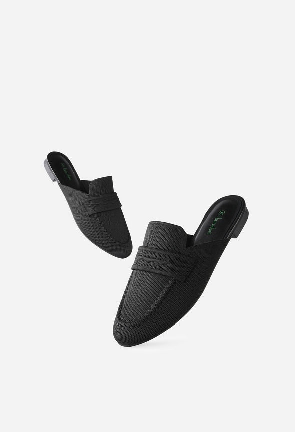 Rounded Toe Flat Mules Black