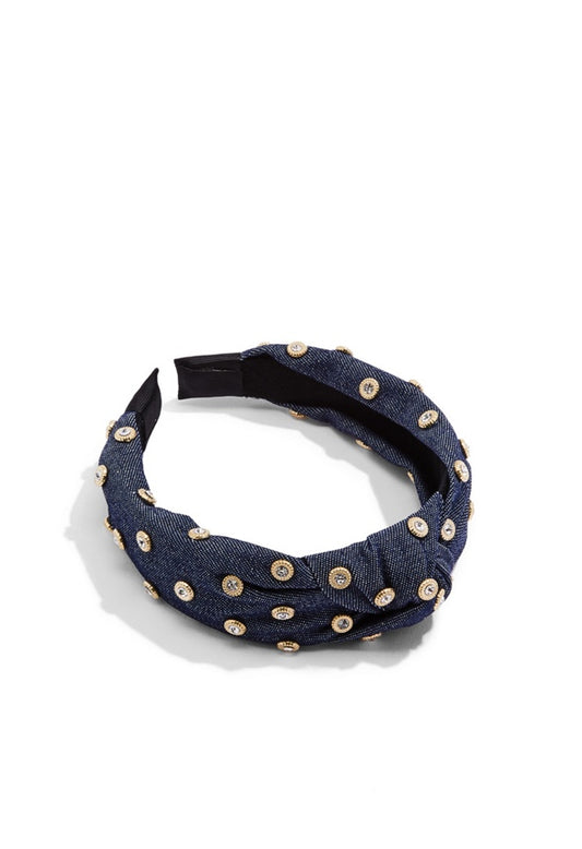 Embellished Denim Headband Denim