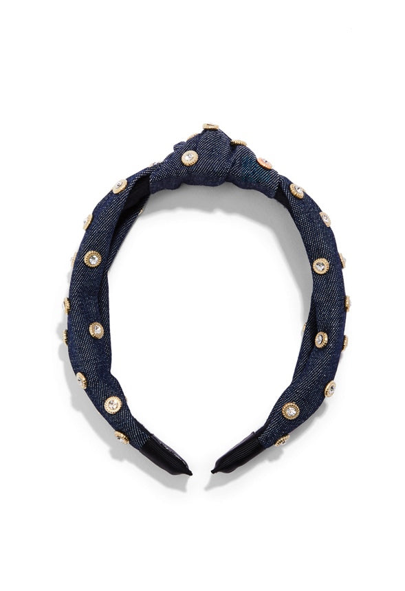 Embellished Denim Headband Denim