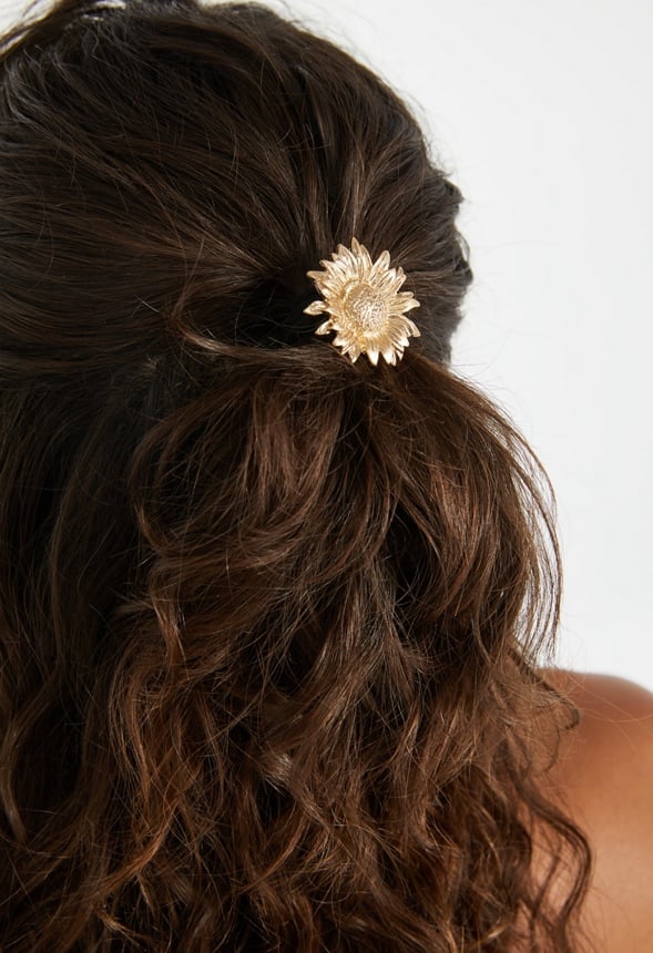 Heidi Sunflower Ponytail Holder Black/ Gold