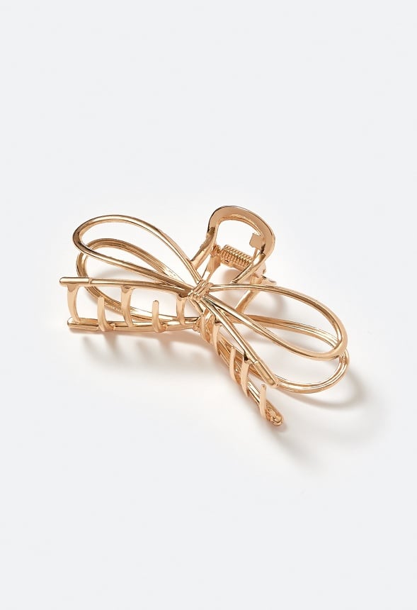 Bea Metal Ribbon Bow Hair Claw Gold