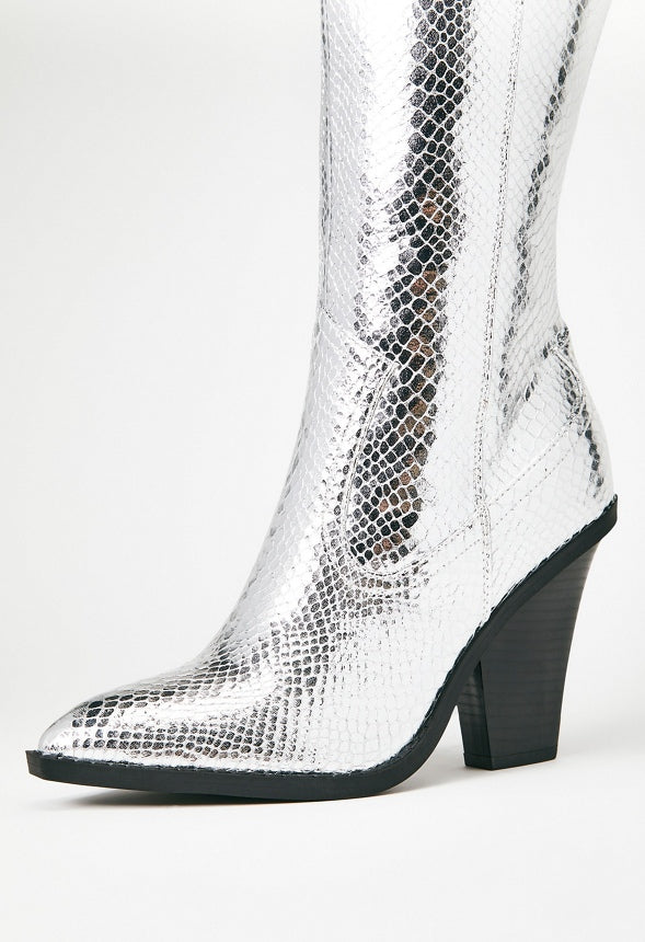 Bella Heeled Boot Silver